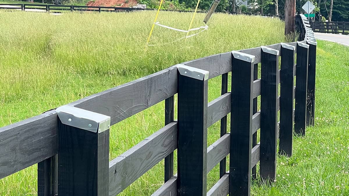 closeup of Brella fence post toppers